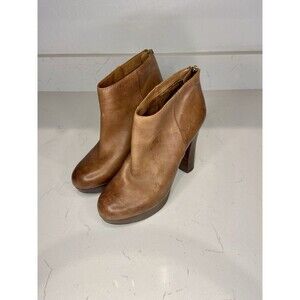 Aldo Women’s Brown Leather Ankle Boots High Heel Platform Booties Size 37.5 / 7